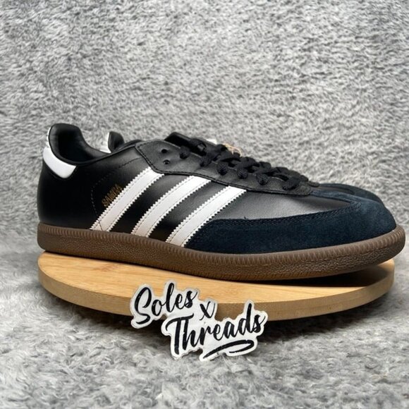 Adidas Samba Size 11.5 Men Black White Sneakers 019000 - Picture 3 of 9